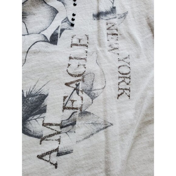 American Eagle Outfitters Floral Graphic Tee Women XL White Cotton Blend - Picture 3 of 6